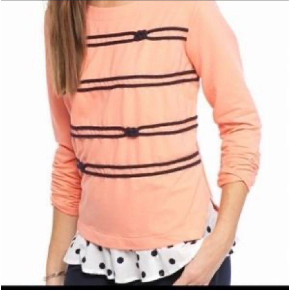 Crown & Ivy Coral and Navy Peplum Top